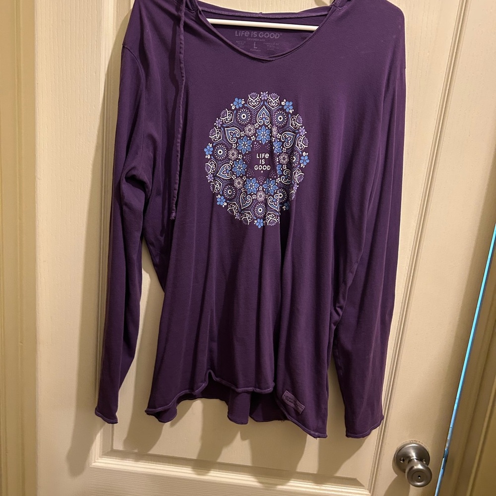 Life Is Good Purple Relaxed Blouse with Full Sleeves